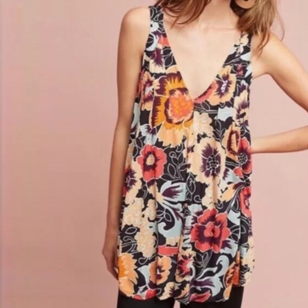 Anthropologie Floral Tunic Top - Multicolor
